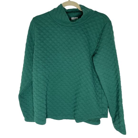 J. CREW | Women's Plus Emerald Green Quilted Mock turtleneck Top Medium - Picture 1 of 3